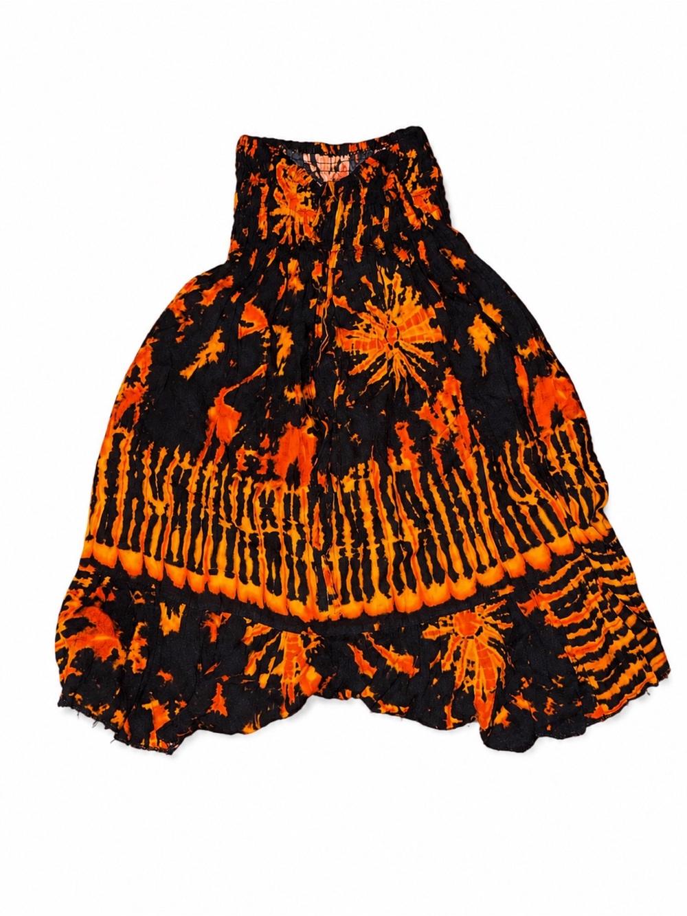 ON HOLD Black & Orange Tie-Dye Smocked Waist Skirt